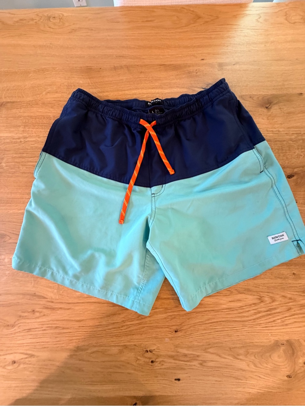Burton Men’s Two-Tone Navy and Aqua Swim Trunks size L